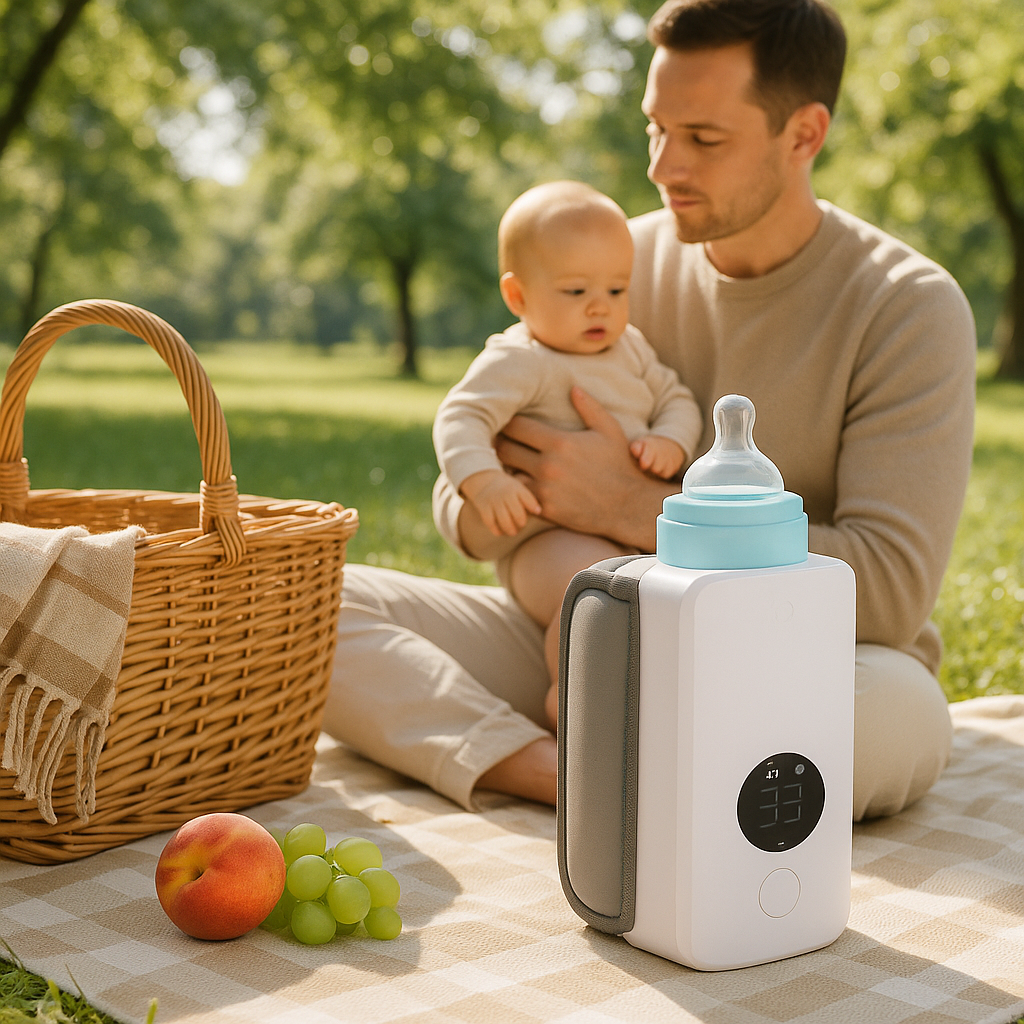 Chauffe-biberon-portable-tranquillité-pique-nique-papa-bébé