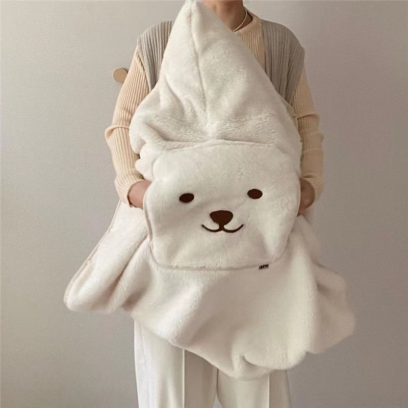 Couverture-pour-porte-bebe-doudou-ourson-beige