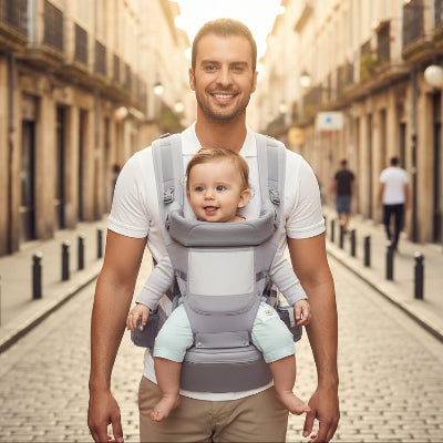Porte-bébé-polyvalent-gris-pâle