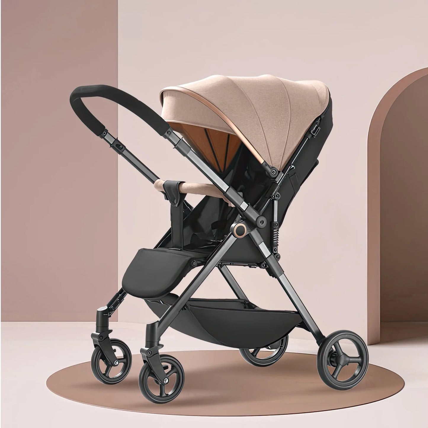 Poussette-pliable-voyage-beige