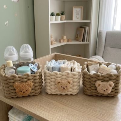 Variantes de panier de rangement bébé tissé polyvalent
