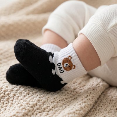chaussette bebe famille 3 ours noir