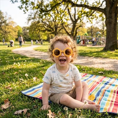 lunette de soleil bébé fleur colorée jaune