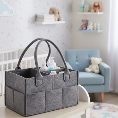 Panier rangement bebe multifonctionnel gris foncé dans chambre d'enfant