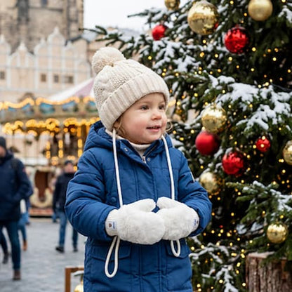Arbre de Noël avec moufle bébé hiver polaire couleur blanc