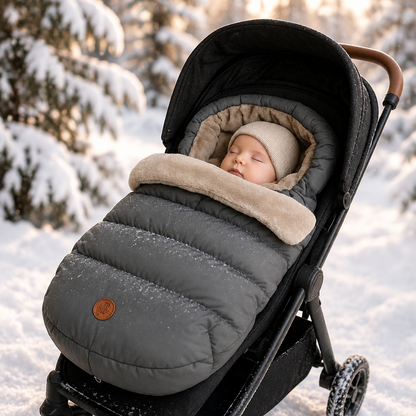 Bébé-dort-dans-chancelière-imperméable-nordique-grise