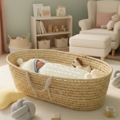 Bébé dort dans nid d'ange polaire tricoté blanc