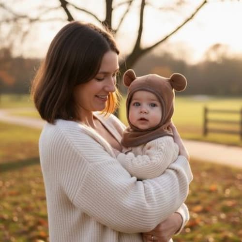 Cagoule pour bebe polaire couleur café