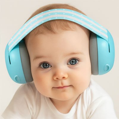 Casque anti bruit bébé ultra confort bleu