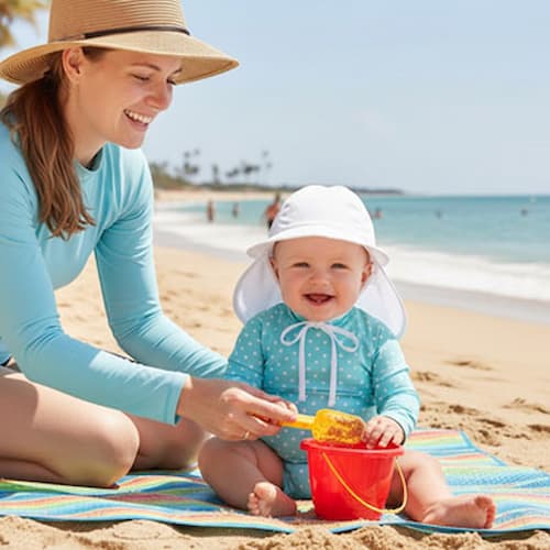 Casquette anti UV bebe vive l'été couleur blanche