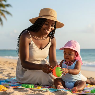 Casquette anti UV bebe vive l'été rose