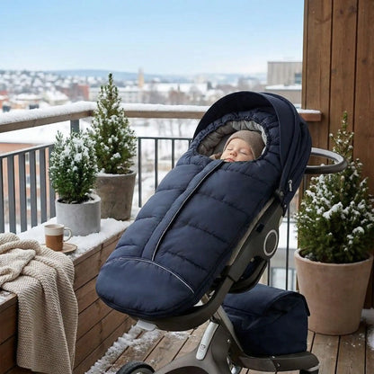 Chancelière bébé  balade hivernale noire sur balcon