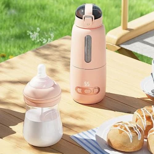 Chauffe biberon nomade promenade couleur rose