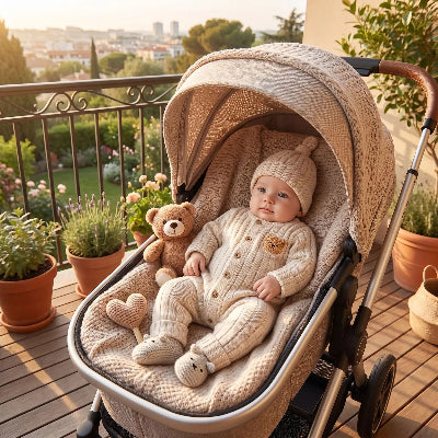 Combinaison bebe ours softy nuage sur balcon
