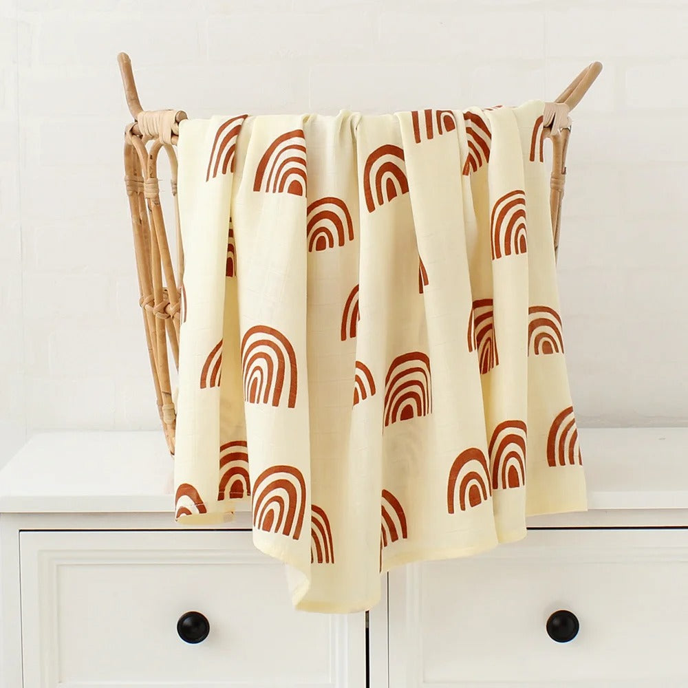 Couverture-d'emmaillotage-bambou-coton-arc-en-ciel-beige