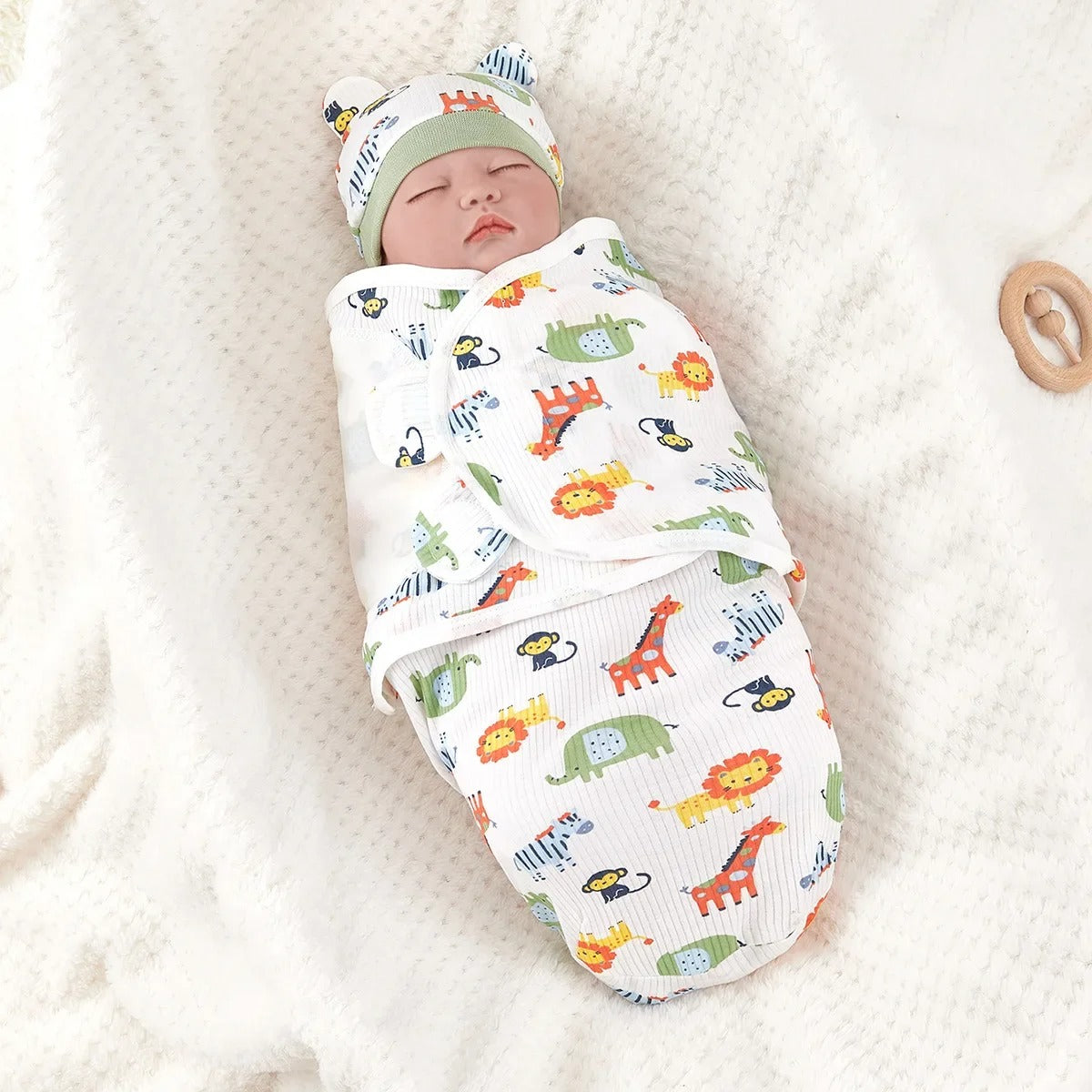 Couverture-emmaillotage-bonnet-petit-ange-girafe
