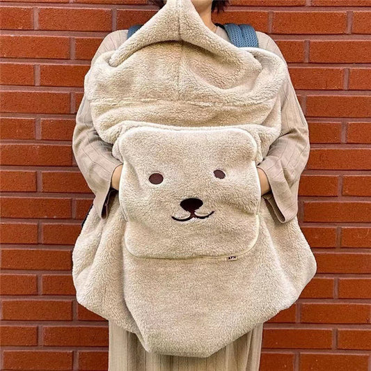 Couverture-pour-porte-bebe-doudou-ourson-camel