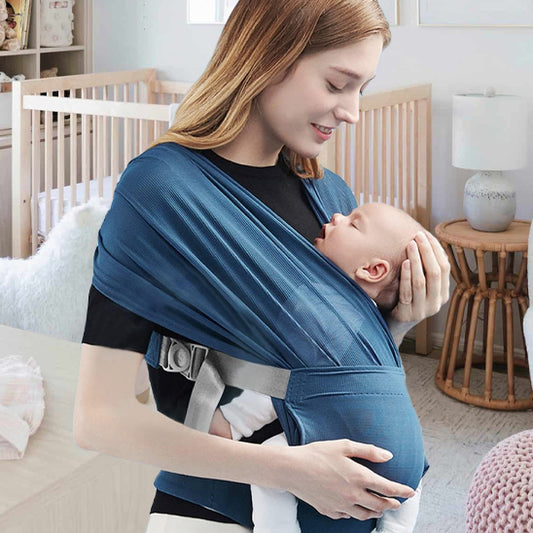 Écharpe-de-portage-bébé-enveloppante-bleue