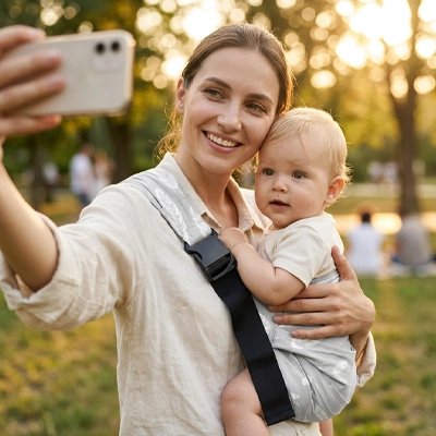 écharpe porte bebe doux confort feuillu gris