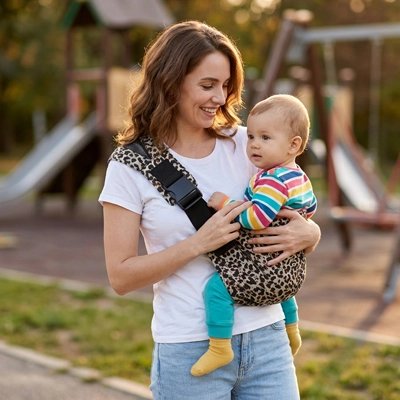 Écharpe porte bébé sécurité léopard gris