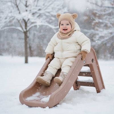 Enfant dans glissade avec avec cagoule pour bebe polaire