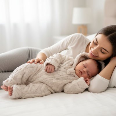 Enfant dort dans combinaison hiver pour bebe polaire
