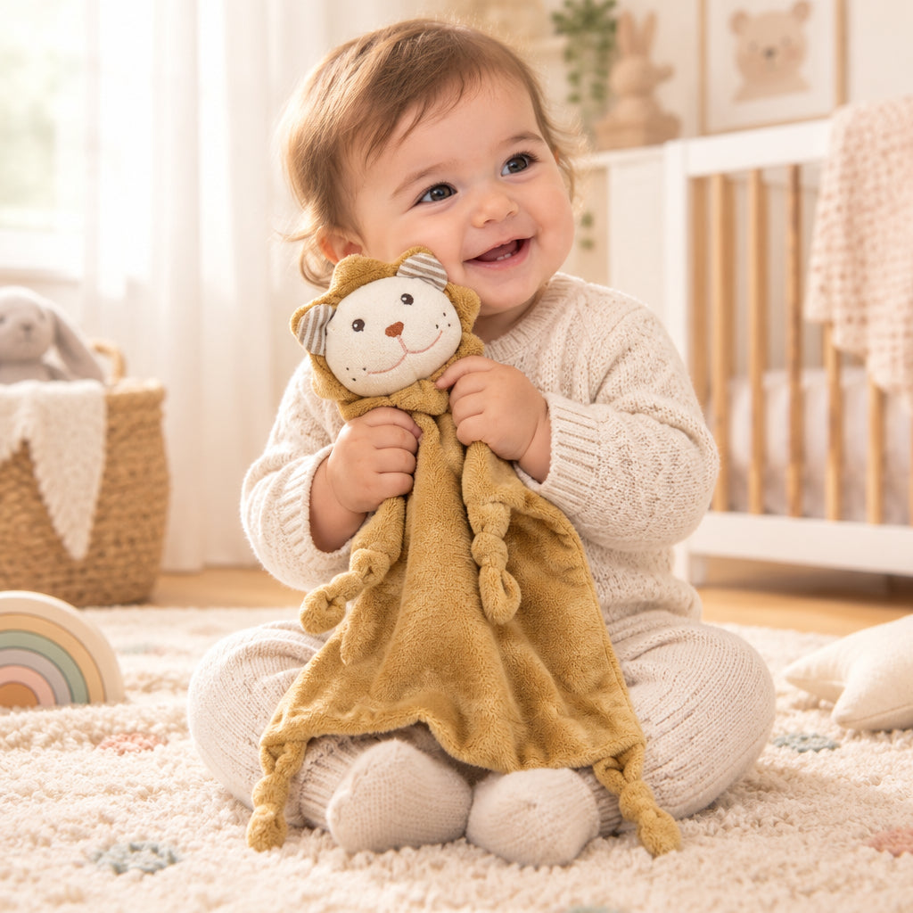 Enfant joue avec doudou bebe sérénité
