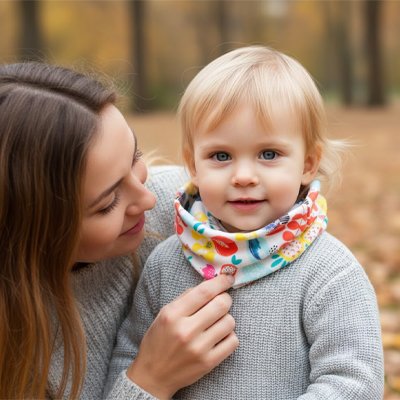Garçon avec tour de cou enfant coloris joyeux dino