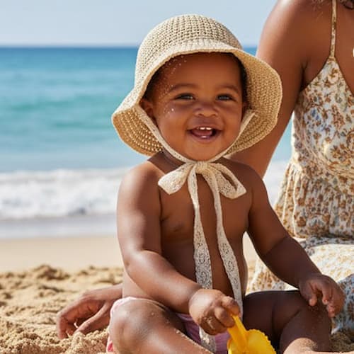 Garçon heureux avec bob bebe au naturel