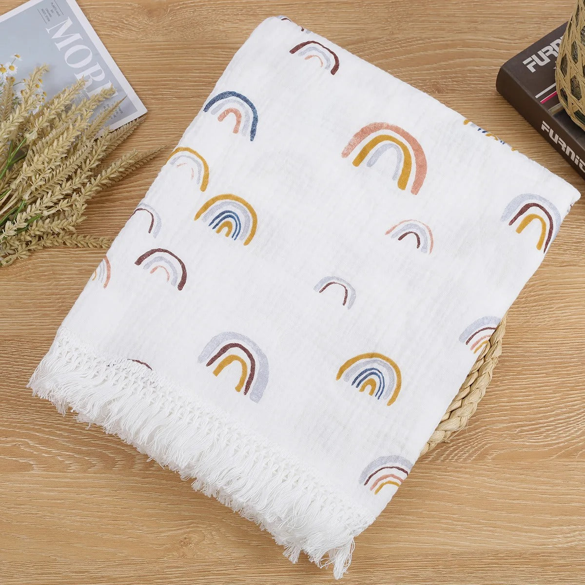 Lange-bebe-souple-arc-en-ciel-blanc