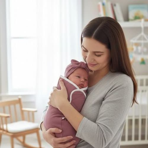 Lange d'emmaillotage bébé boucle d'or couleur rose foncé