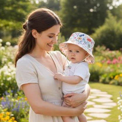 Maman porte enfant avec bob bebe confort anti uv fleur