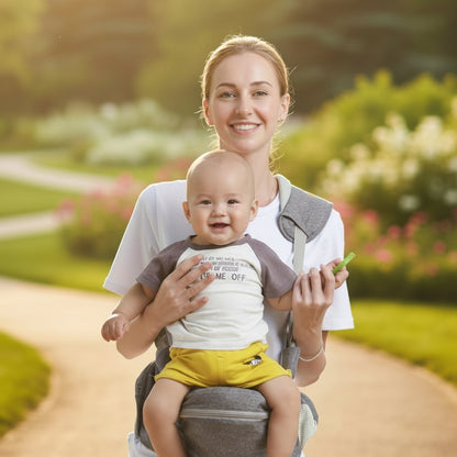 Mère marche dans sentier avec porte-bébé hanche freedom