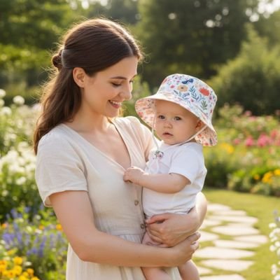Mère porte enfant avec bob bebe confort anti uv fleur