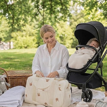 Mère sac a langer bebe matelassé multifonction couleur beige
