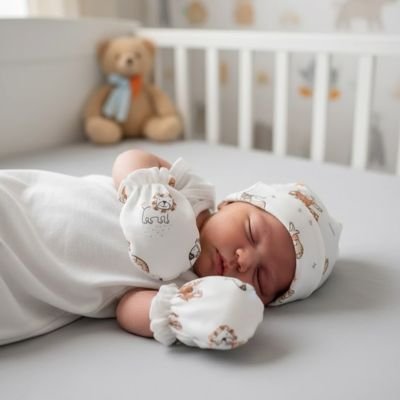 Nouveau-né avec moufles pour bebe  tendresse