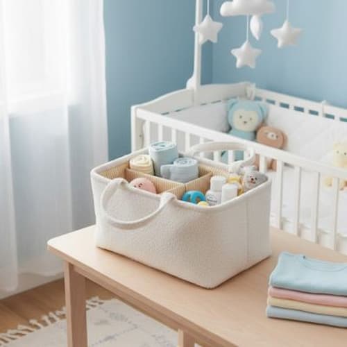 Panier de rangement bébé élégance  couleur blanc