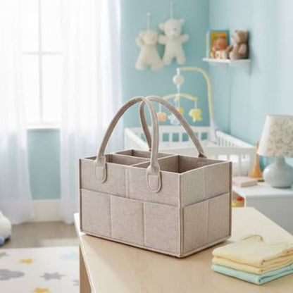 Panier rangement bebe multifonctionnel couleur beige dans chambre
