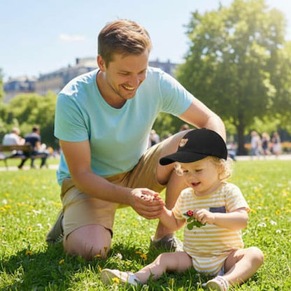Papa et bambin avec casquette bébé nounours brodé noire