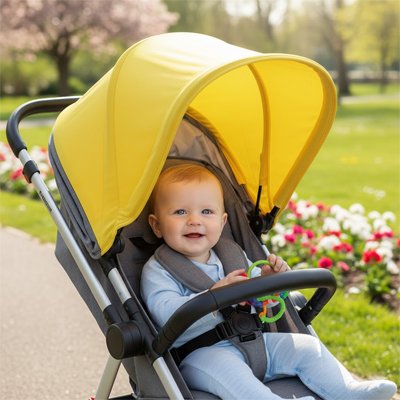 Pare-soleil-pour-poussette-anti-UV-jaune