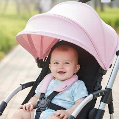 Pare-soleil-pour-poussette-anti-UV-rose