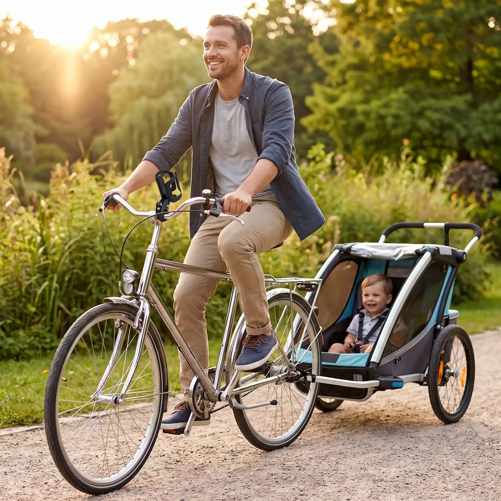 Père vélo avec porte gobelet poussette rotatif 360 