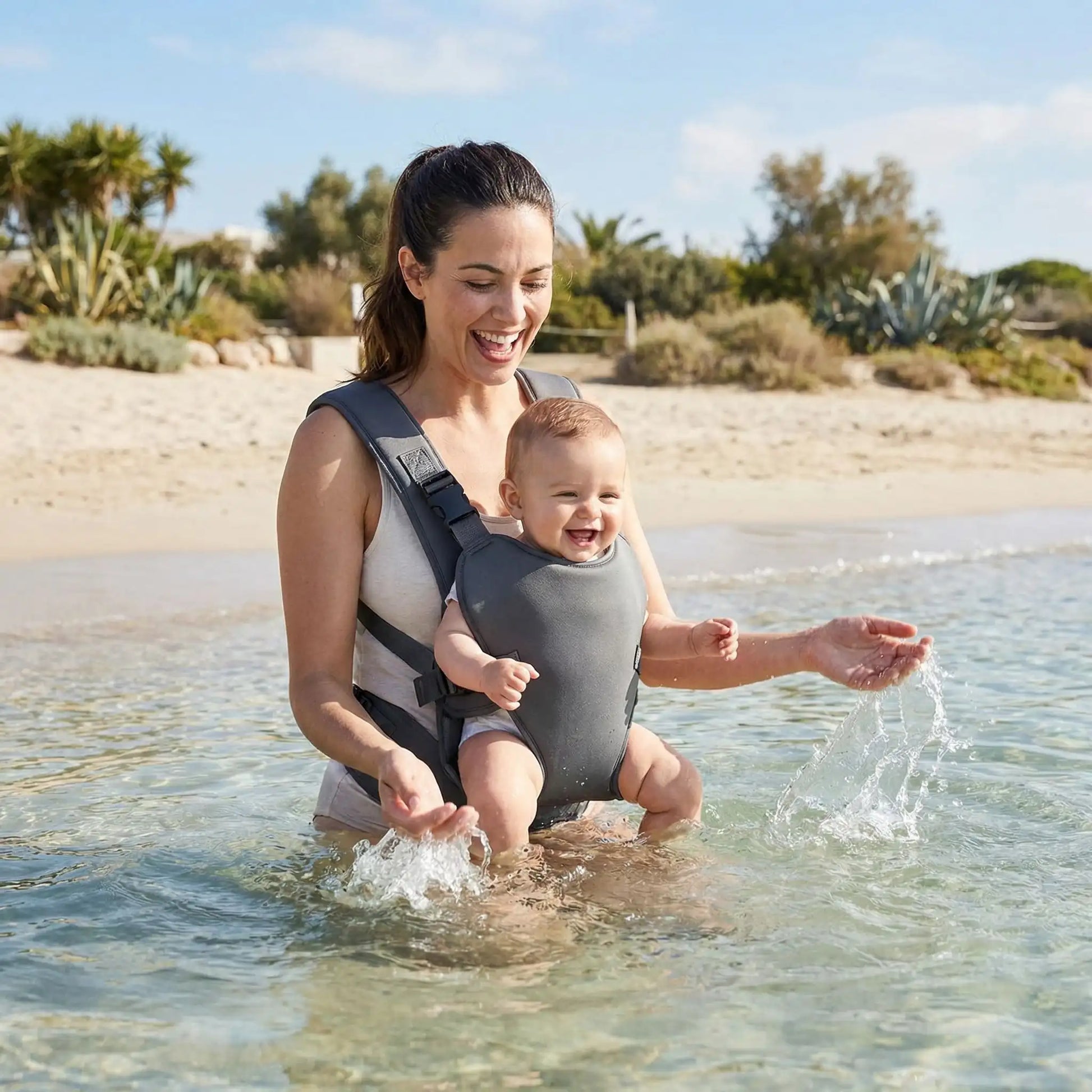 Porte bebe ergonomique aquatique néoprène gris