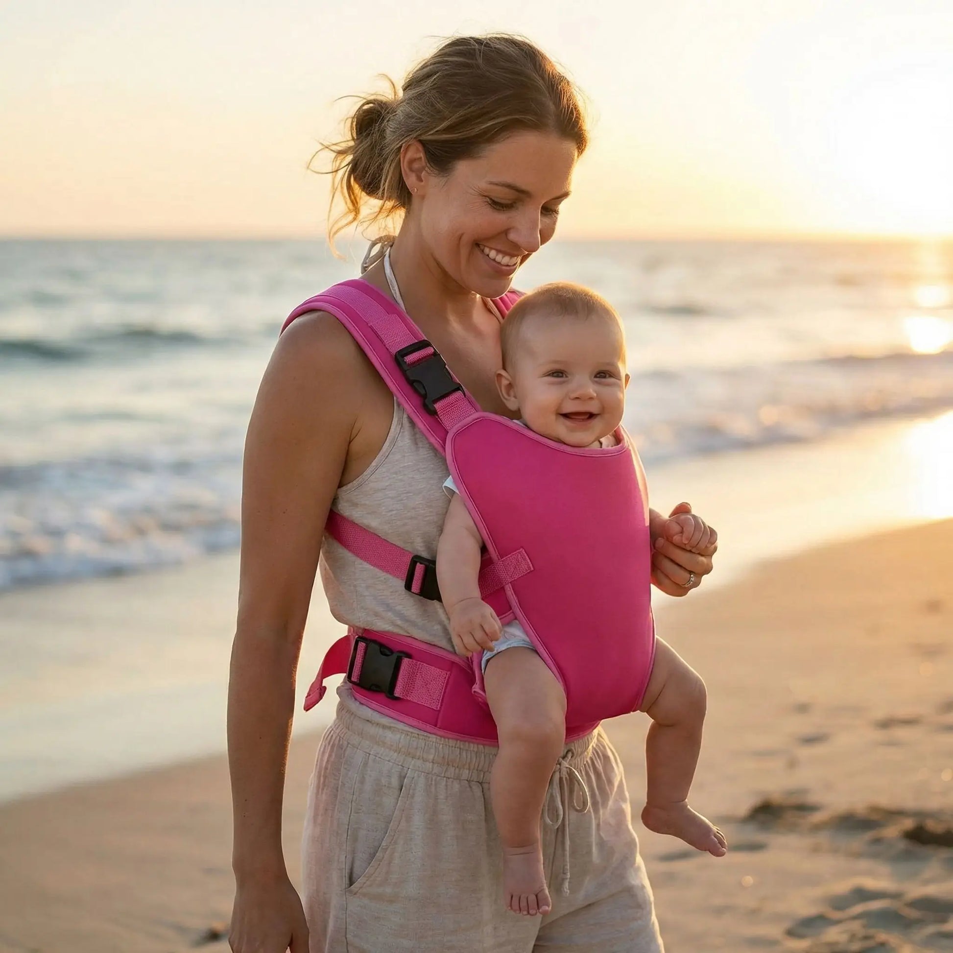 Porte bebe ergonomique aquatique néoprène rouge