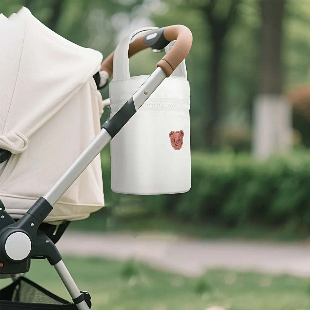 Porte biberon isotherme ourson réconfortant blanc