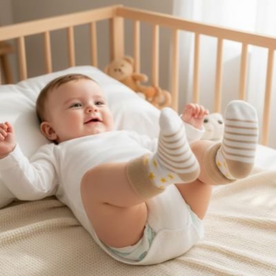 Poupon avec chaussette pour bebe antidérapante soft 