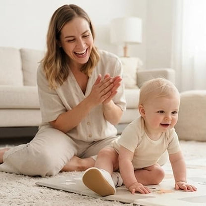 Poupon au sol avec chaussure bebe premier pas ourson respirant