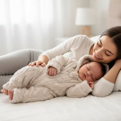 Poupon dort dans combinaison hiver pour bebe polaire