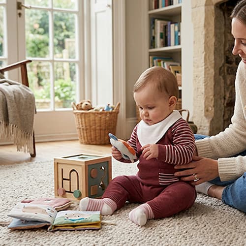 Poupon joue avec chaussette pour bebe douce caresse