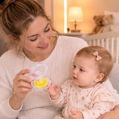 Poupon prend la boite à tétine translucide nomade